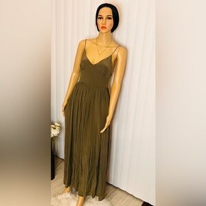 Low Back Cami Olive Green Maxi Dress